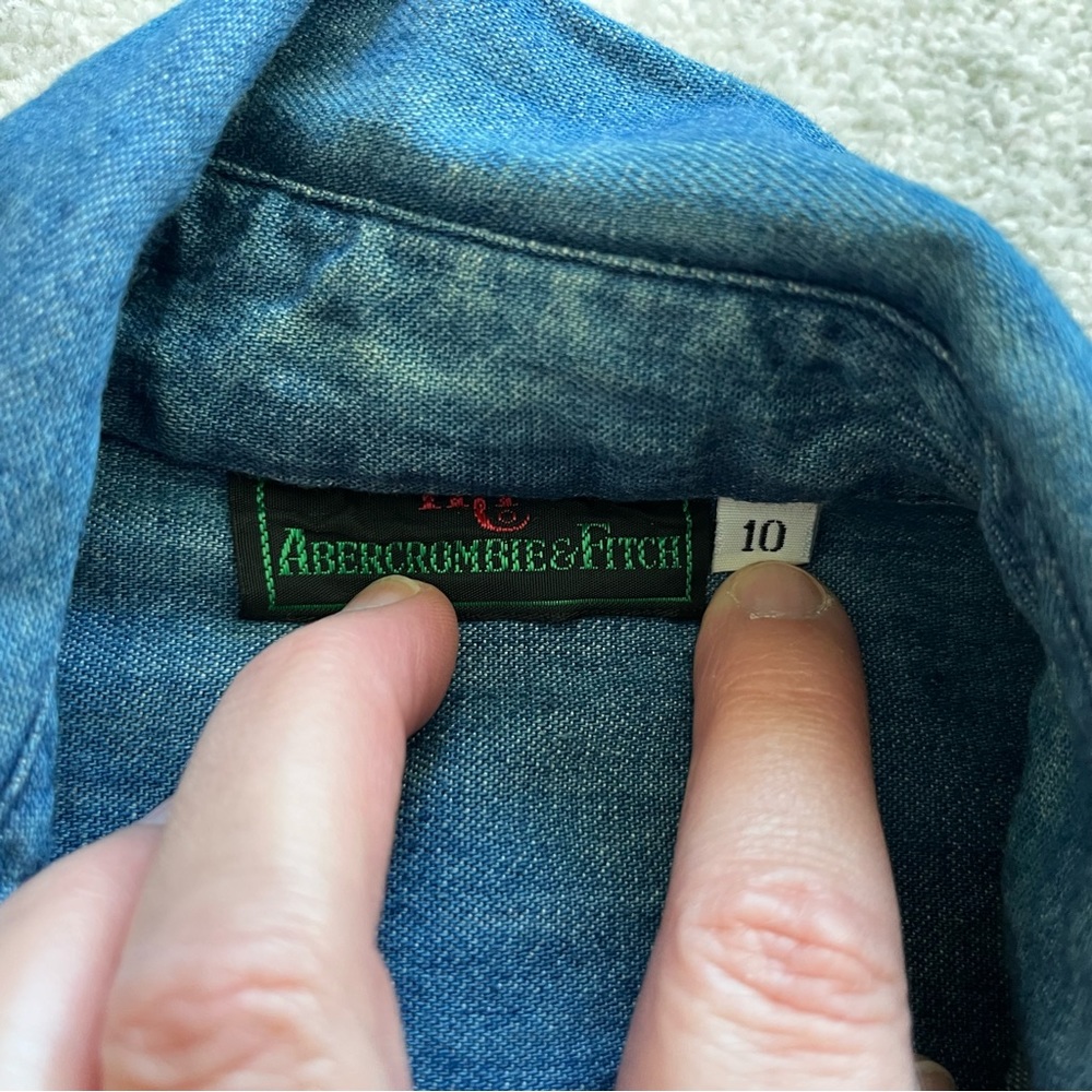 ABERCROMBIE & FITCH VINTAGE DENIM MAXI DRESS SIZE 10 COTTAGECORE PRAIRIE TRENDY - Picture 3 of 10